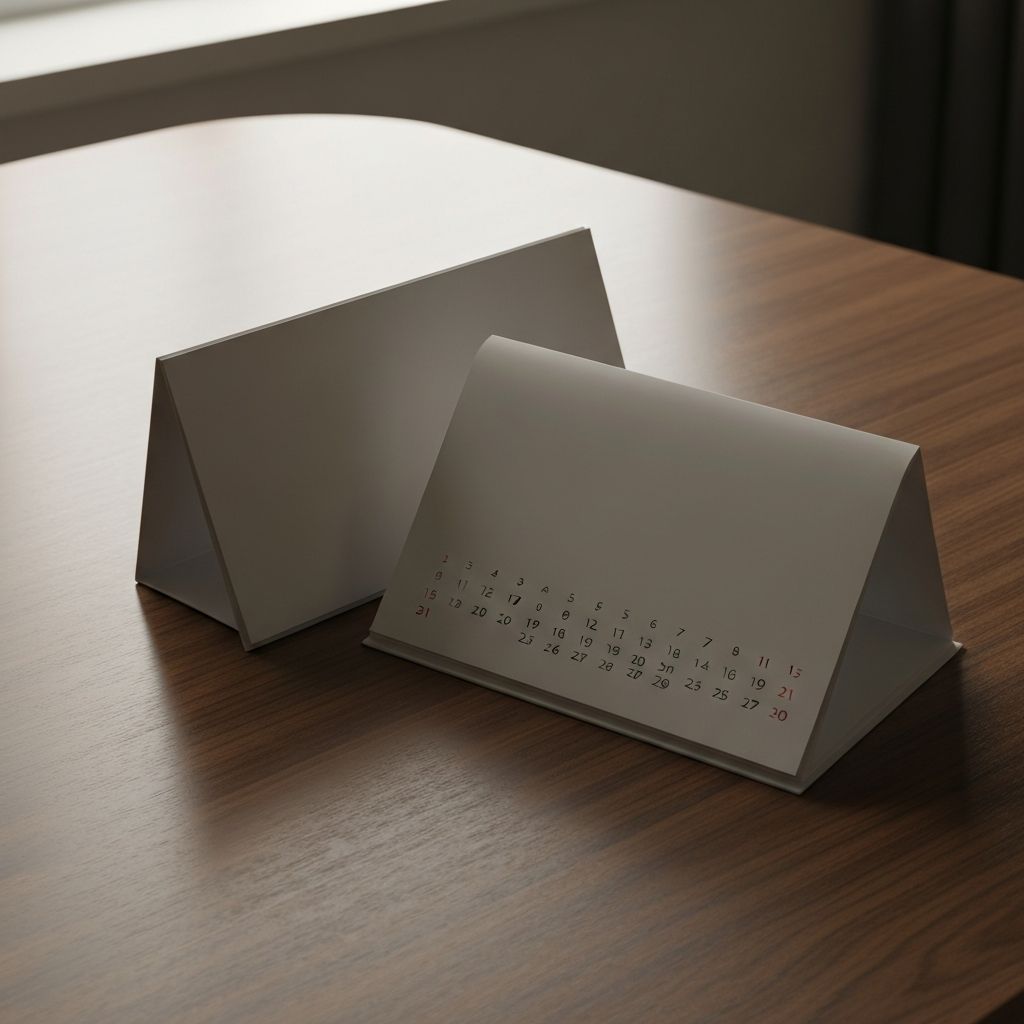 Open blank calendar on wooden table in soft natural light